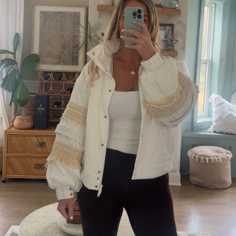 Women's White Jacket with Lace Details